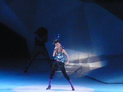 A really unfocused picture of her blue costume